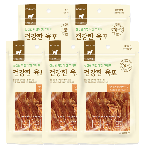 건강한육포 건조 닭가슴살 육포 100g x 5개