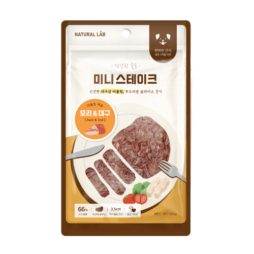 네츄럴랩 강아지간식 미니 스테이크 오리&대구 100g