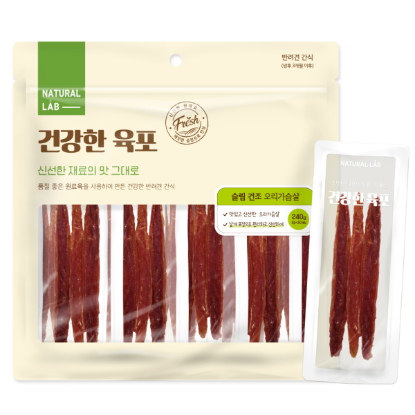 네츄럴랩 건강한육포 슬림 건조 오리가슴살 육포 240g(3PX30개입)