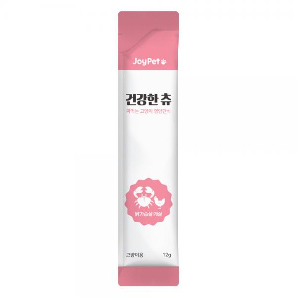 조이펫 고양이간식 건강한츄 닭가슴살+게살 12g(낱개)