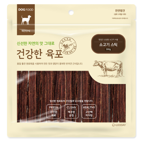 건강한육포 강아지간식 소고기 스틱 300g