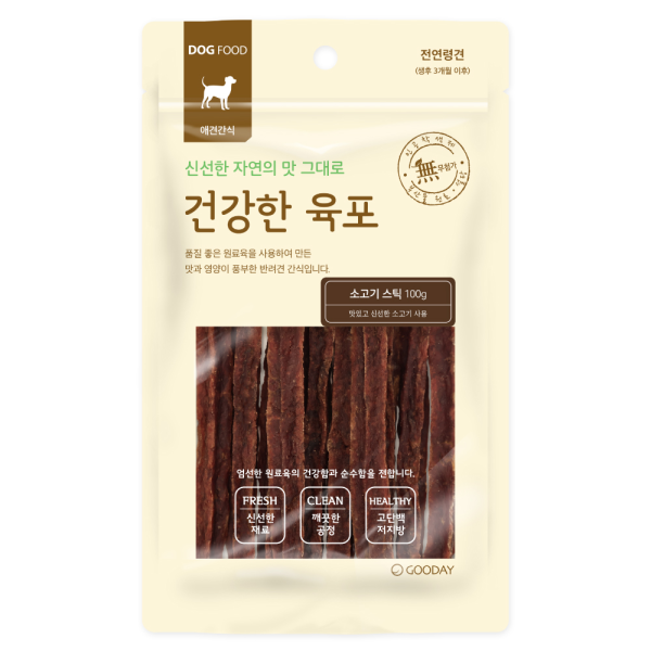 건강한육포 강아지간식 소고기 스틱 100g