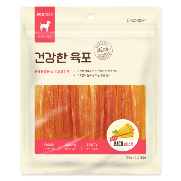 건강한육포 강아지간식 소프트 황태 슬림스틱 180g
