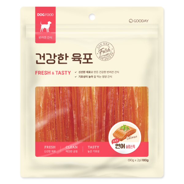 건강한육포 강아지간식 소프트 연어 슬림스틱 180g