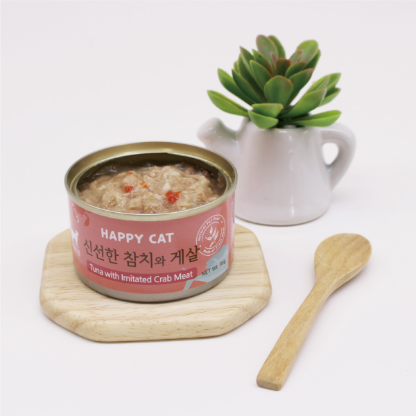 해피캣 고양이간식 애묘캔 3종 혼합세트 12캔 (닭고기/참치/게살)