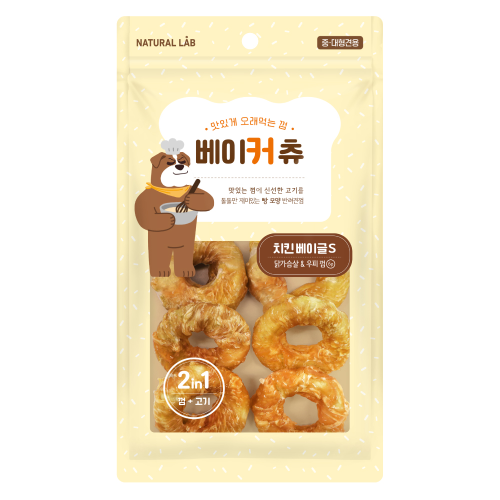 베이커츄 대형견 수제 간식 치킨 베이글 S 6P 84g