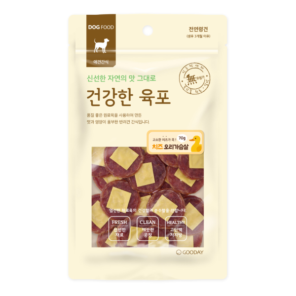 건강한육포 치즈 오리가슴살 강아지간식 70g