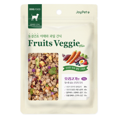 조이펫 강아지간식 동결건조 야채와 과일 오리고기 30g