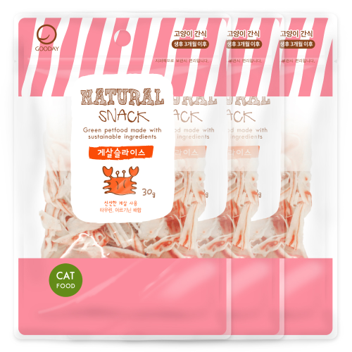 네츄럴스낵 고양이간식 게살슬라이스 30g x 3개