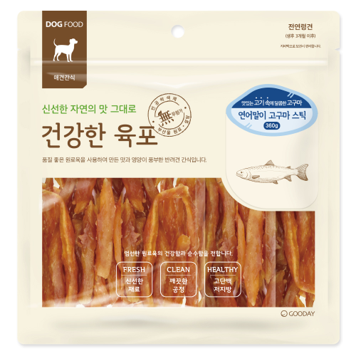 건강한육포 강아지간식 연어말이 고구마스틱 360g