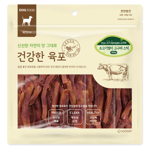 건강한육포 강아지간식 소고기말이 고구마스틱 360g