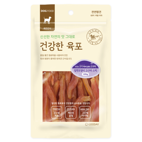 건강한육포 강아지간식 칠면조말이 고구마스틱 120g
