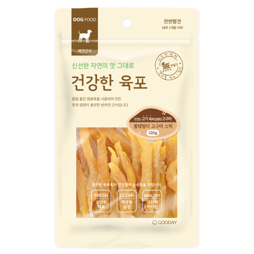 건강한육포 강아지간식 황태말이 고구마스틱 120g