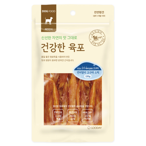 건강한육포 강아지간식 연어말이 고구마스틱 120g