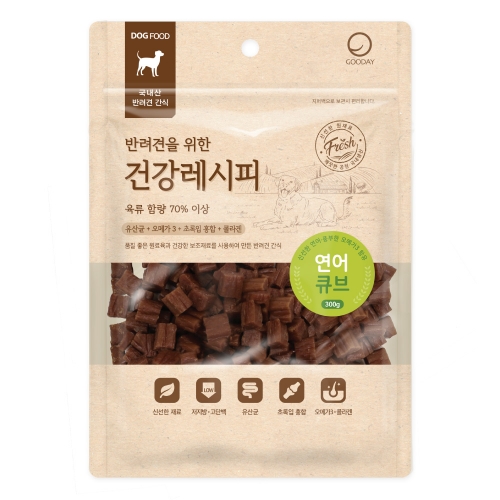 건강레시피 연어 큐브 300g 강아지간식