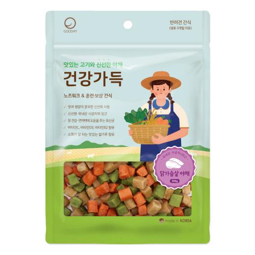 건강가득 강아지간식 닭가슴살 야채 300g