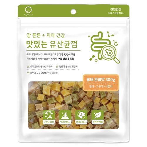 맛있는 유산균껌 황태혼합 300g 강아지간식