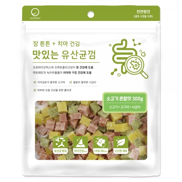 맛있는 유산균껌 소고기혼합 300g 강아지간식