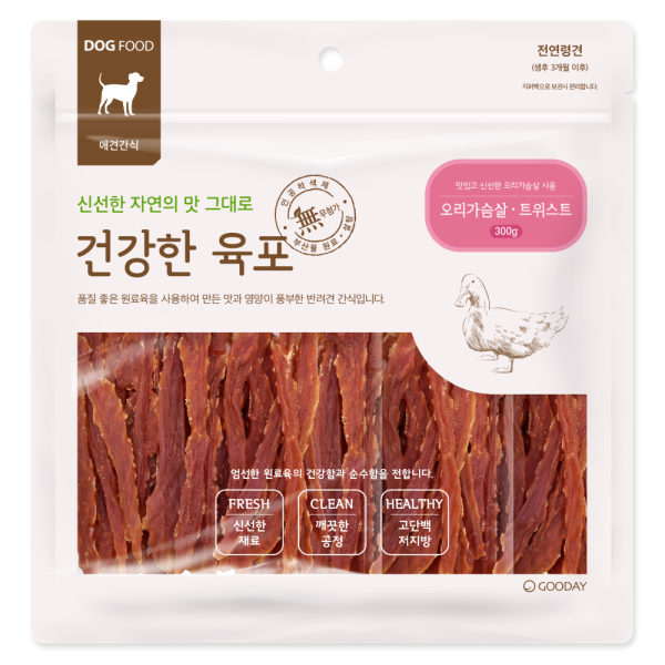건강한육포 오리가슴살 트위스트 300g 강아지간식
