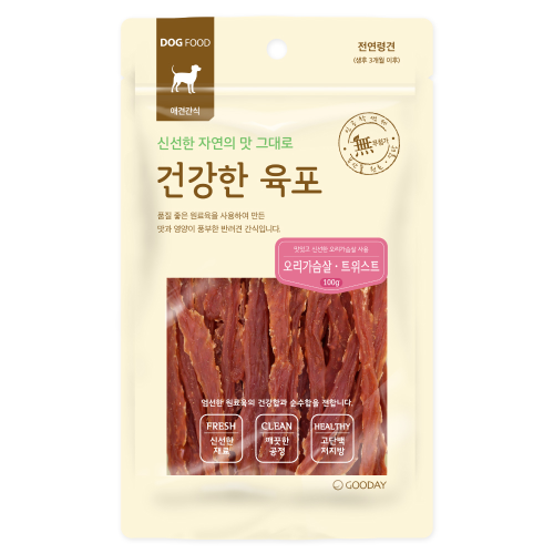건강한육포 강아지간식 오리가슴살 트위스트 100g