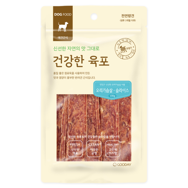 건강한육포 강아지간식 오리가슴살 슬라이스 100g