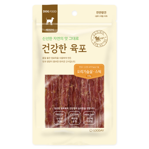 건강한육포 강아지간식 오리가슴살 스틱 100g