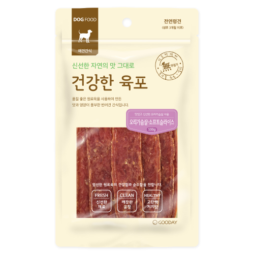 건강한육포 강아지간식 오리가슴살 소프트슬라이스 100g