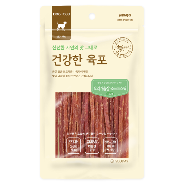 건강한육포 강아지간식 오리가슴살 소프트스틱 100g