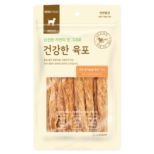 건강한육포 건조 닭가슴살 육포 100g 강아지간식