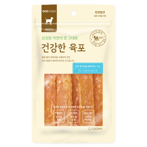 건강한육포 강아지간식 건조 닭가슴살슬라이스 100g