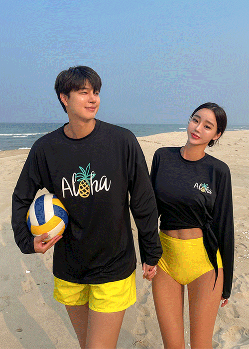 [MADE BY 비바럽]ALOHA 래쉬가드 허니문 시밀러 커플룩