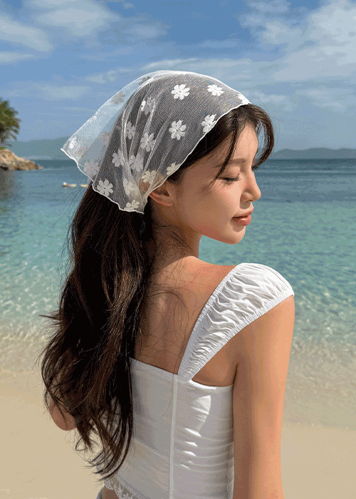 플라워 레이스 스카프