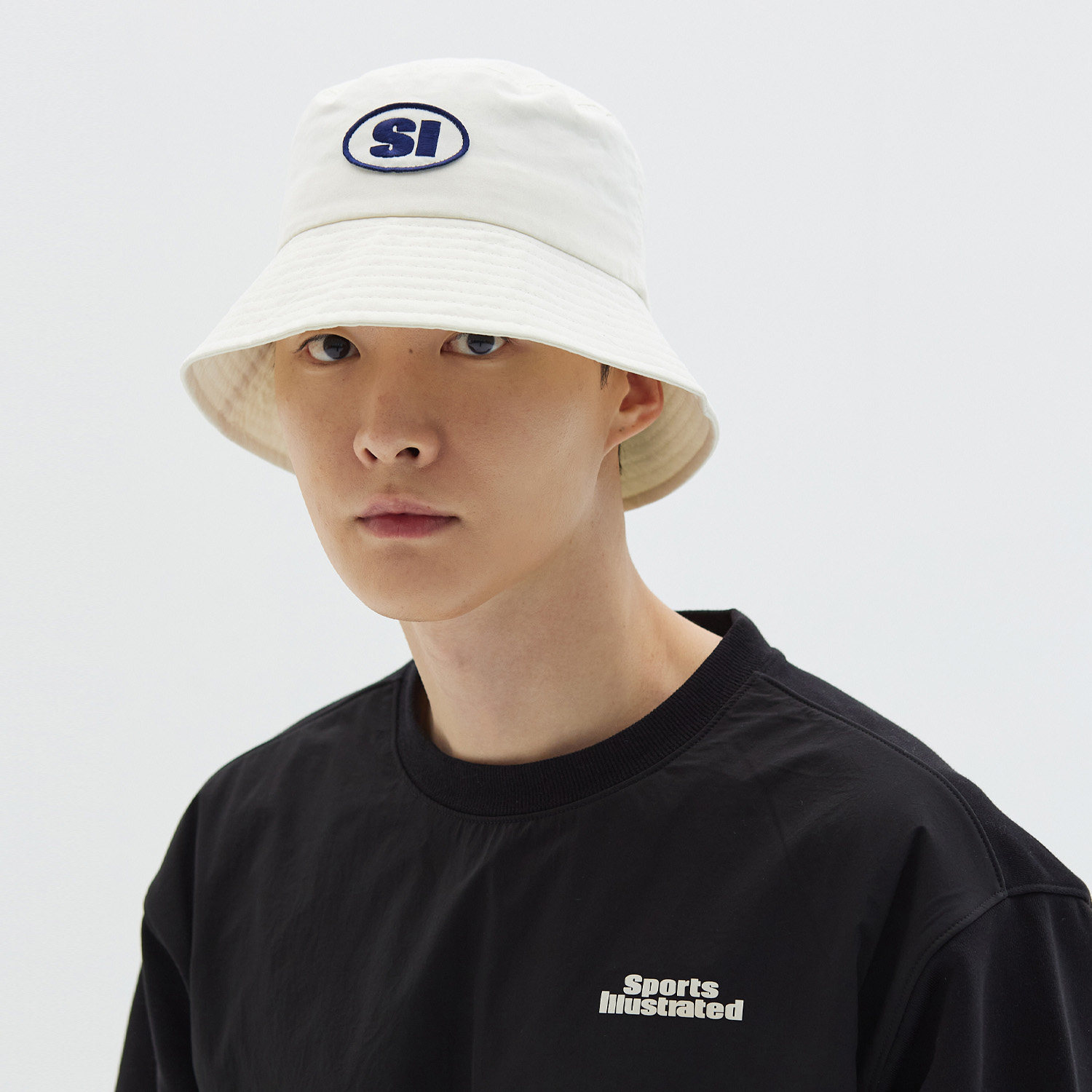 베이스볼 아이콘 로고 버킷햇 (아이보리)