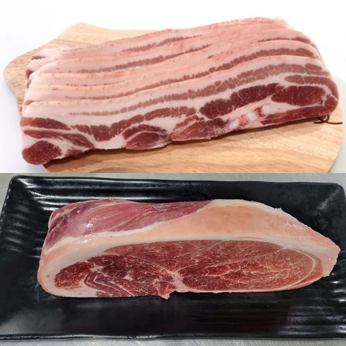 하동바른농장 프리미엄 듀록 삼앞세트 1kg (삼겹살-500g / 앞다리살-500g)
