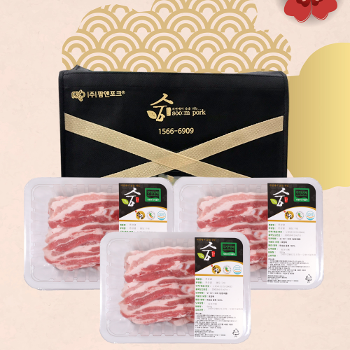 [한돈 선물세트] 숨포크 삼목구이 1.5kg (삼겹살-1000g / 목살-500g)