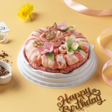 [한돈케이크] 착한고기마을 나비품은 무항생제 한돈 꽃케이크 1호 1kg (오겹살-400g / 목살-400g / 가브리살-100g / 항정살-100g)