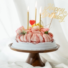 [한돈케이크] 착한고기마을 나비품은 무항생제 한돈 꽃케이크 1호 1kg (오겹살-400g / 목살-400g / 가브리살-100g / 항정살-100g)