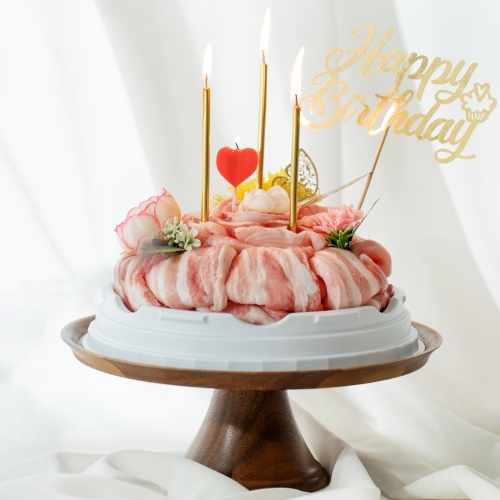 [한돈케이크] 착한고기마을 나비품은 무항생제 한돈 꽃케이크 2호 1.5kg (오겹살-600g / 목살-600g / 가브리살-150g / 항정살-150g)