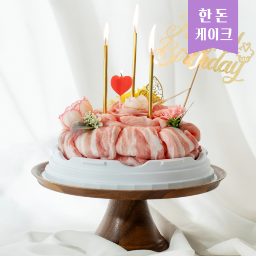 [한돈케이크] 착한고기마을 나비품은 무항생제 한돈 꽃케이크 2호 1.5kg (오겹살-600g / 목살-600g / 가브리살-150g / 항정살-150g)