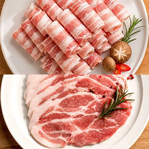 산수골목장 한돈 냉동 대패 삼겹+대패 목살 1kg (삼겹살-500g / 목살-500g)