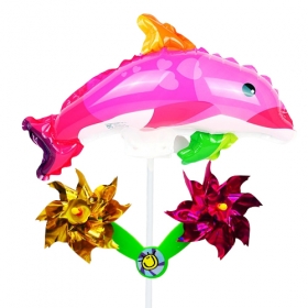 캐릭터바람개비풍선-돌고래(핑크)