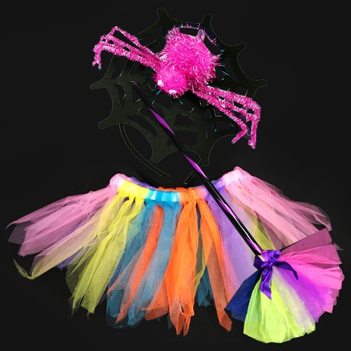 거미마녀세트-핑크(머리띠&치마&빗자루)