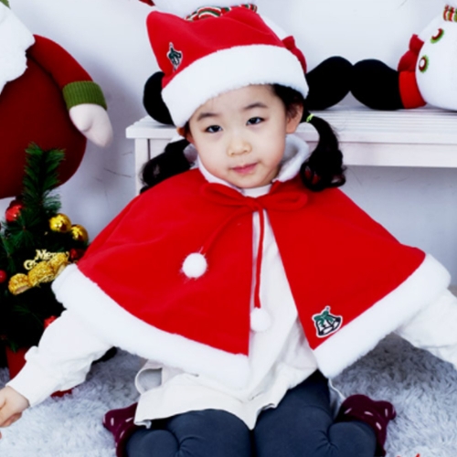 <일반>국산 산타망토세트(아동) / 망토+모자 산타복 크리스마스의상 국산 고급원단