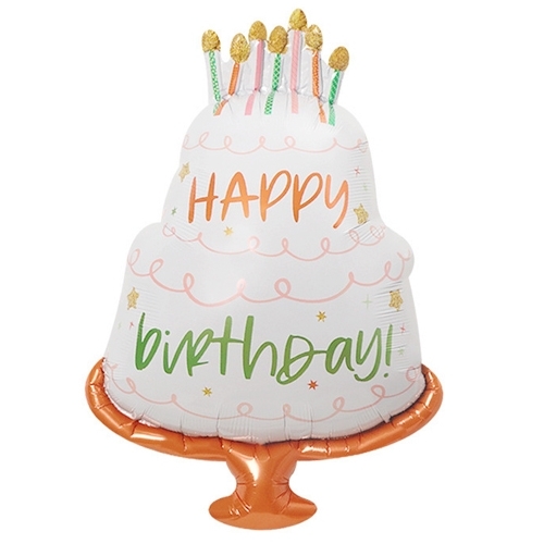 <은박풍선> 로즈케이크(2단)- 화이트( 40인치) 생일풍선  케이크풍선 72x102