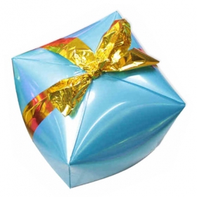 <크리스마스은박>4D 선물상자 은박풍선 (★대) -블루 (24"인치) 파티용품