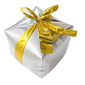 <크리스마스은박>4D 선물상자 은박풍선 (★대) -실버 (24"인치) 파티용품
