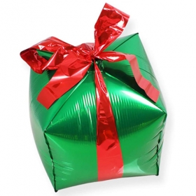 <크리스마스은박>4D 선물상자 은박풍선 (★대) -그린 (24"인치) 파티용품