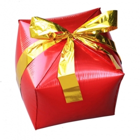 <크리스마스은박>4D 선물상자 은박풍선 (★대) -레드 (24"인치) 파티용품