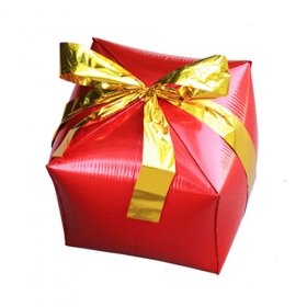 <크리스마스은박>4D 선물상자 은박풍선 (★중) -레드 (21인치) 파티용품