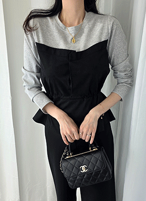 스웨이드 코르셋 긴팔티